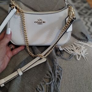 Coach Terri Mini Pebbled Leather Crossbody with Gold Chain